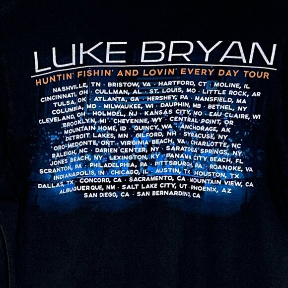 Luke Bryan Huntin Fishin & Lovin Every Day 2017 Tour Black T Shirt Size S - Picture 10 of 13